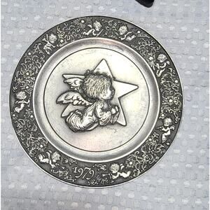 VINTAGE HALLMARK EUC 1979 THE LITTLE ANGELS PEWTER PLATE COLLECTIBLE